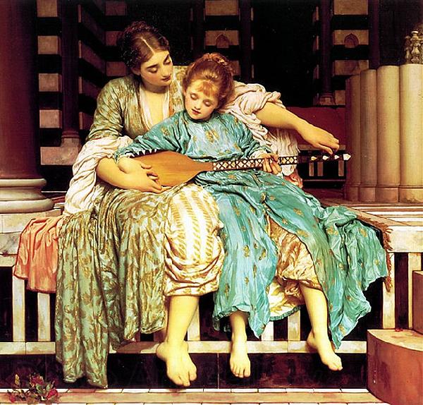 Lord Frederic Leighton Mussic Lesson Norge oil painting art
